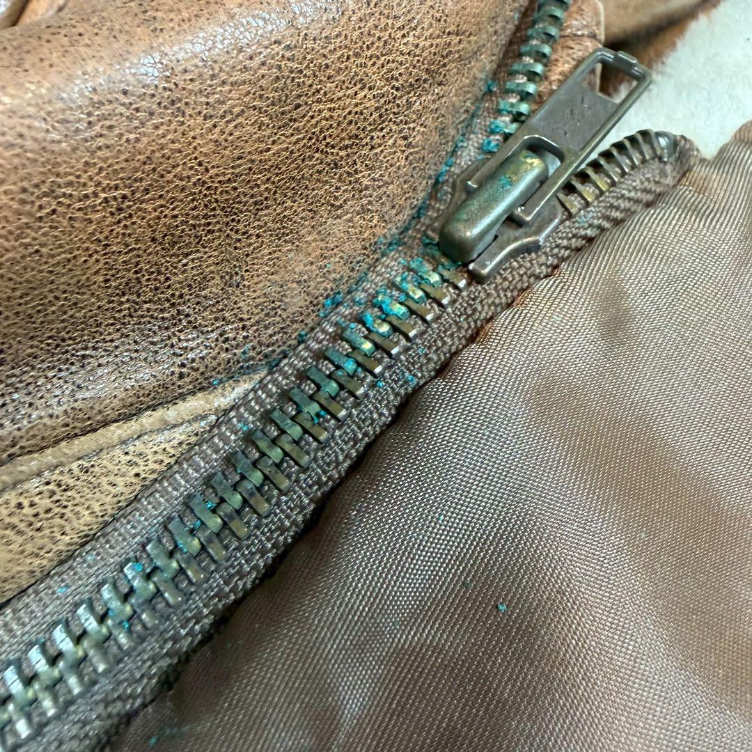 L相当 G1 レザージャケット フライトジャケット ライナー 襟ムートン 古着 L相当 G1 レザージャケット フライトジャケット ライナー 襟ムートン 古着