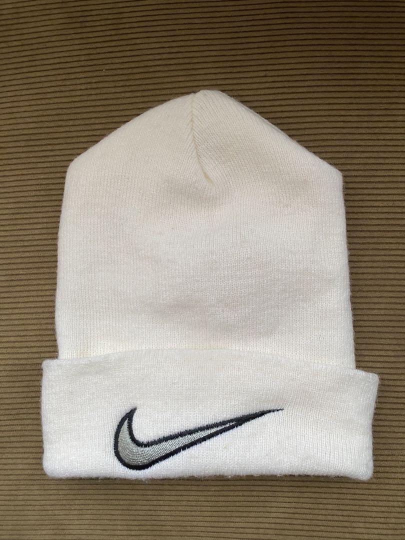 希少 90s NIKE ビーニー ビッグスウッシュ ニット帽 ホワイト 白