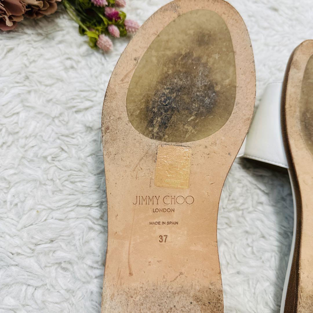 美品❤️ジミーチュウフラットサンダルレザー白JC 37 23.5 ロゴ