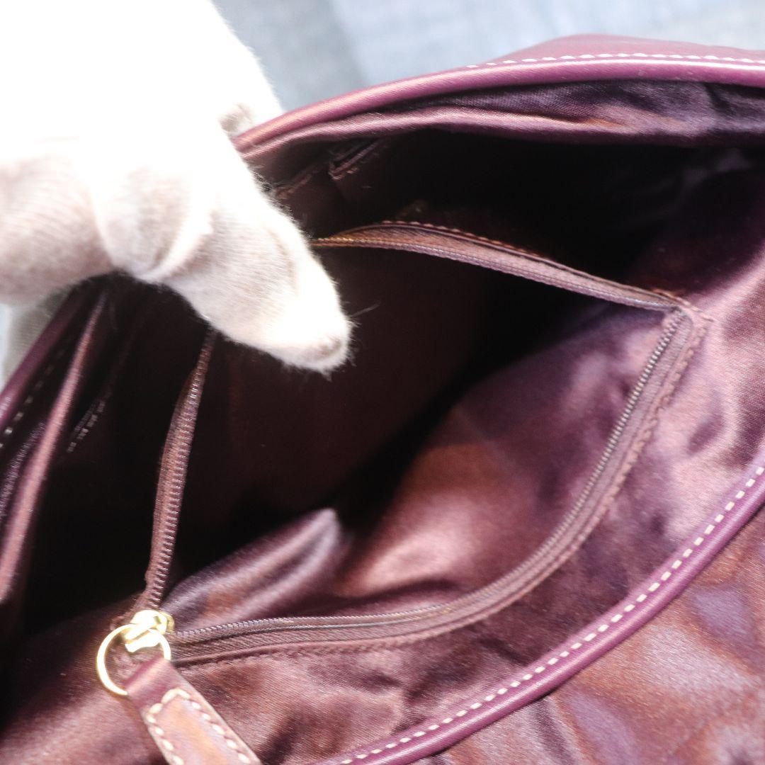 COACH アクセサリーポーチ 紫 ゴールド金具 オールレザー