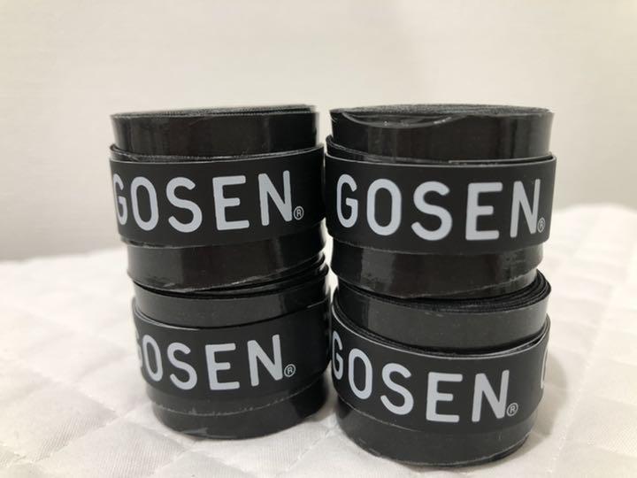GOSEN グリップテープ 4個 黒色 テニス ゴーセン マイバチ★色変更可