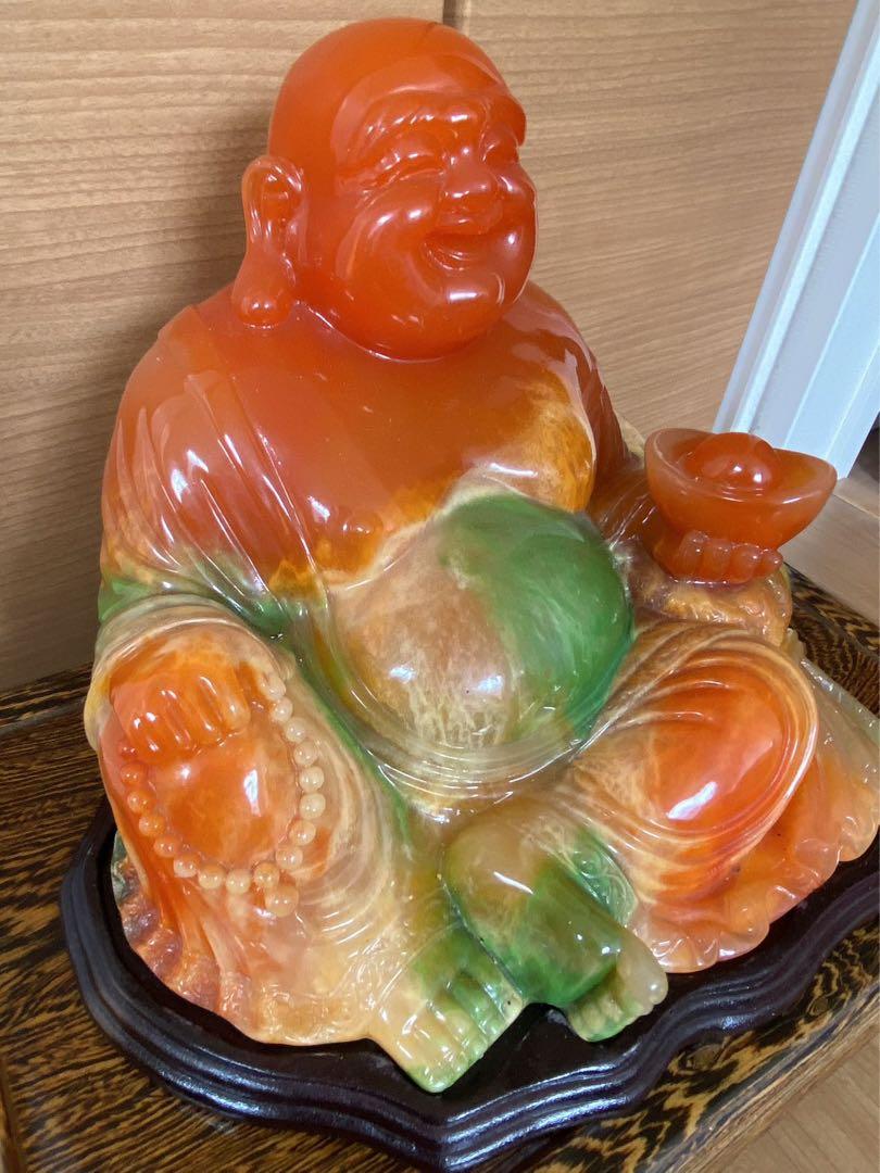 重量13kg以上 布袋様 布袋尊像 縁起物骨董品古美術 工芸品 翡翠 ？中国