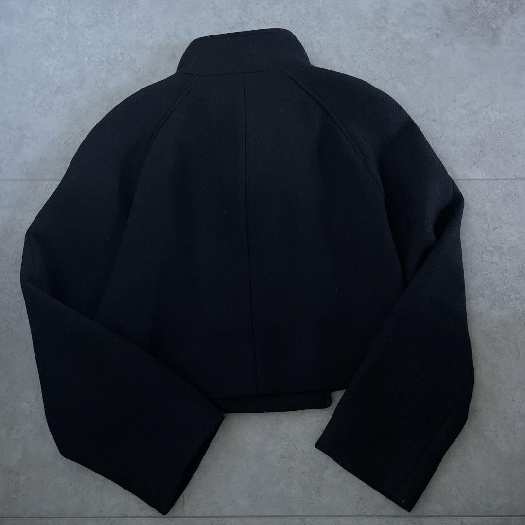 ZARA クロップド ダブルブレスト ウールブレンド コート ブラック M