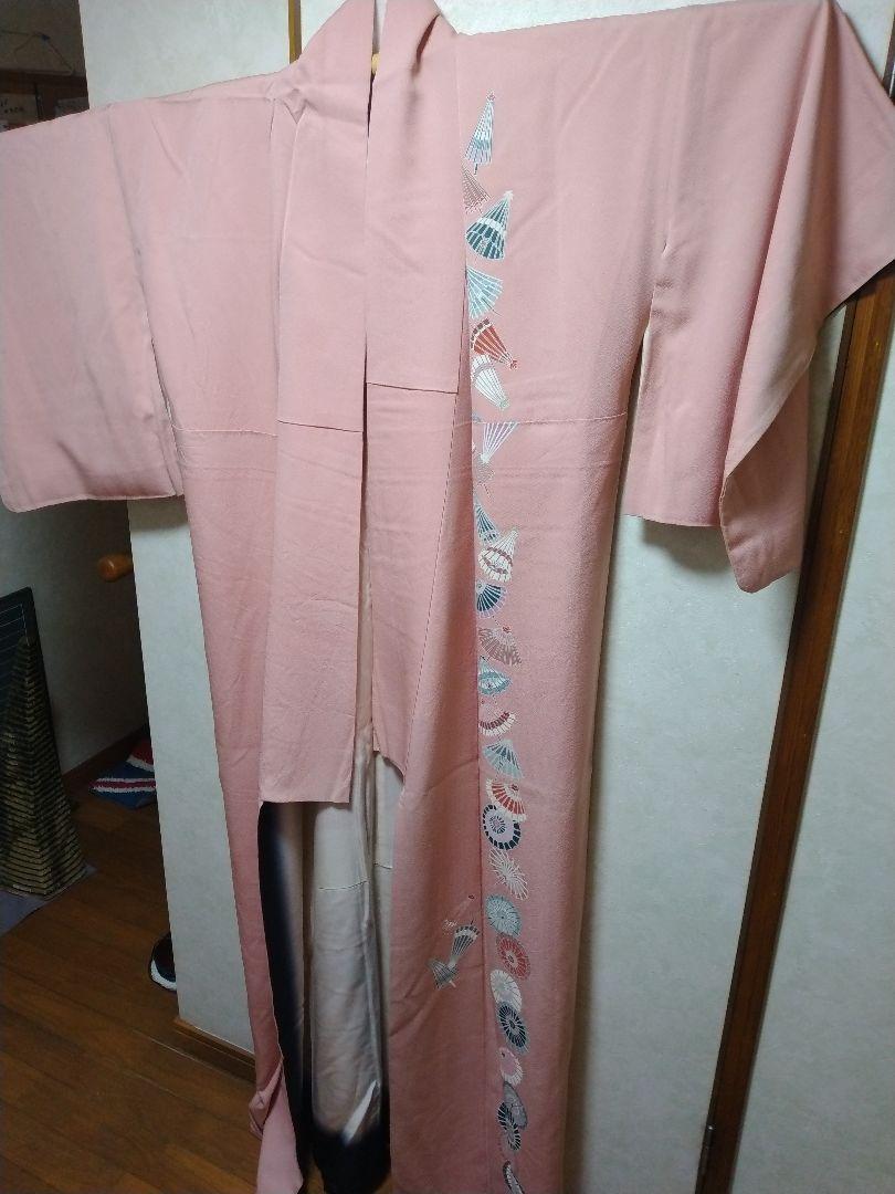 付下げ 付け下げ 汕頭刺繍 レディース 正絹 ピンク 身丈160.5cm