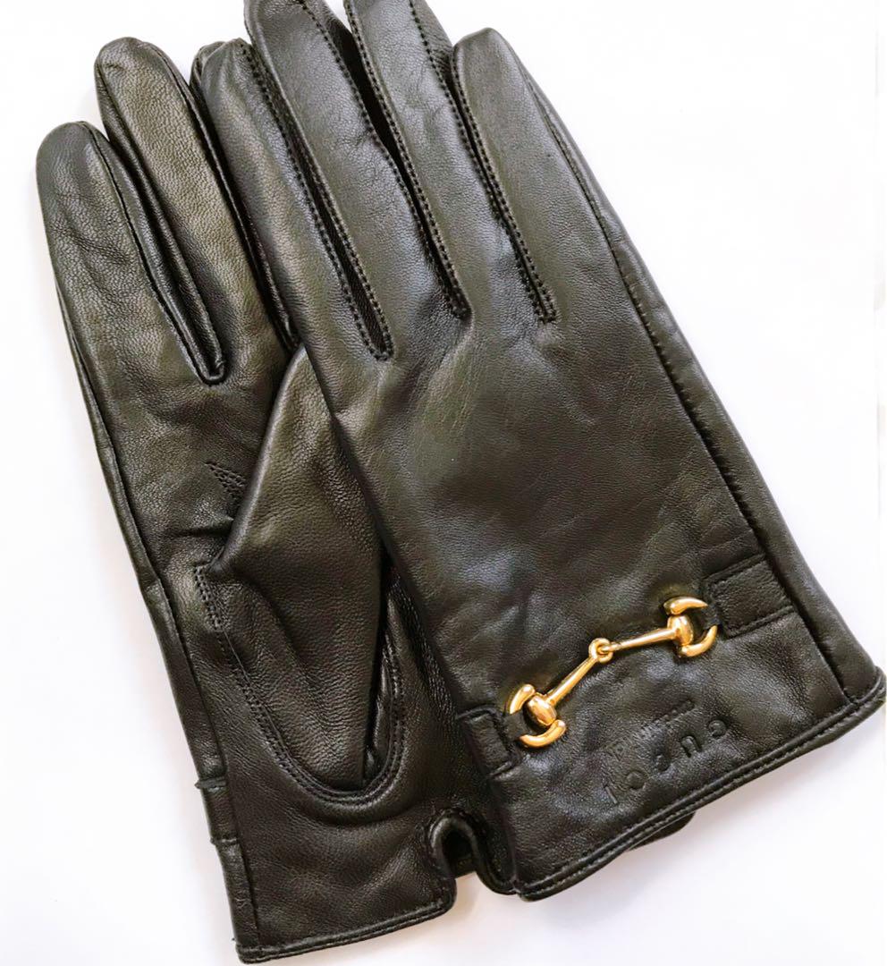 GUCCI 手袋 黒 レザー M