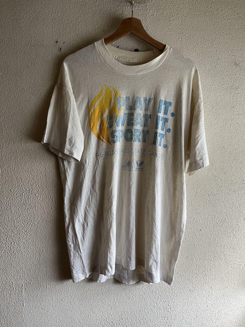 90s グッドレギュラー　tシャツ　ホワイト　プリント　フェード　運動　白　古着