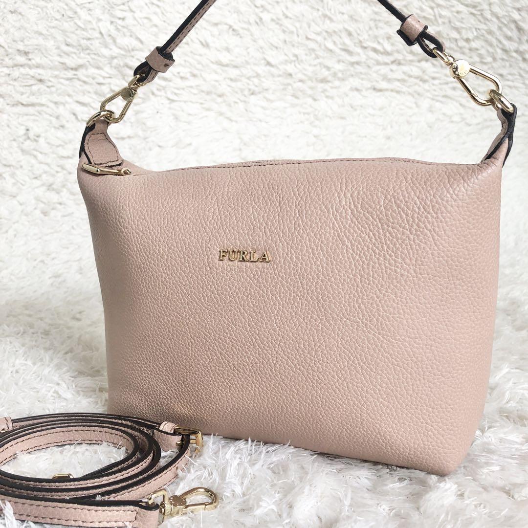 極美品✨フルラ ソフィー 2way ショルダーバッグ シボ革 ピンク