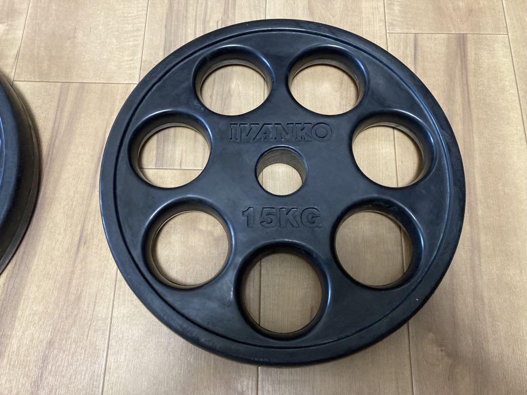 ②ivanko オリンピックラバープレート 15kg ゴールドジム