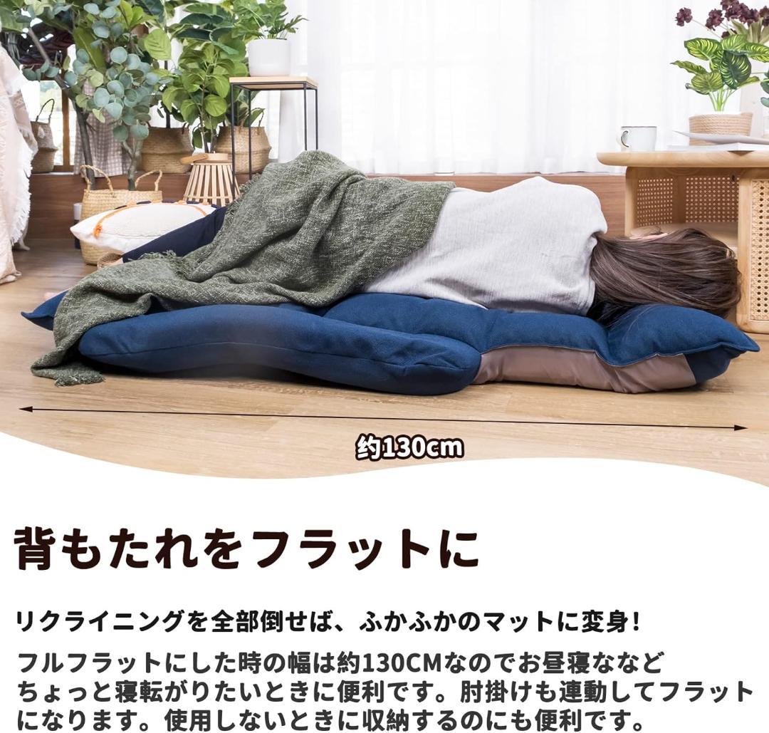 WAVV 座椅子 ひじ掛け付き ハイバック 低反発 頭部 14段 (ネイビー)