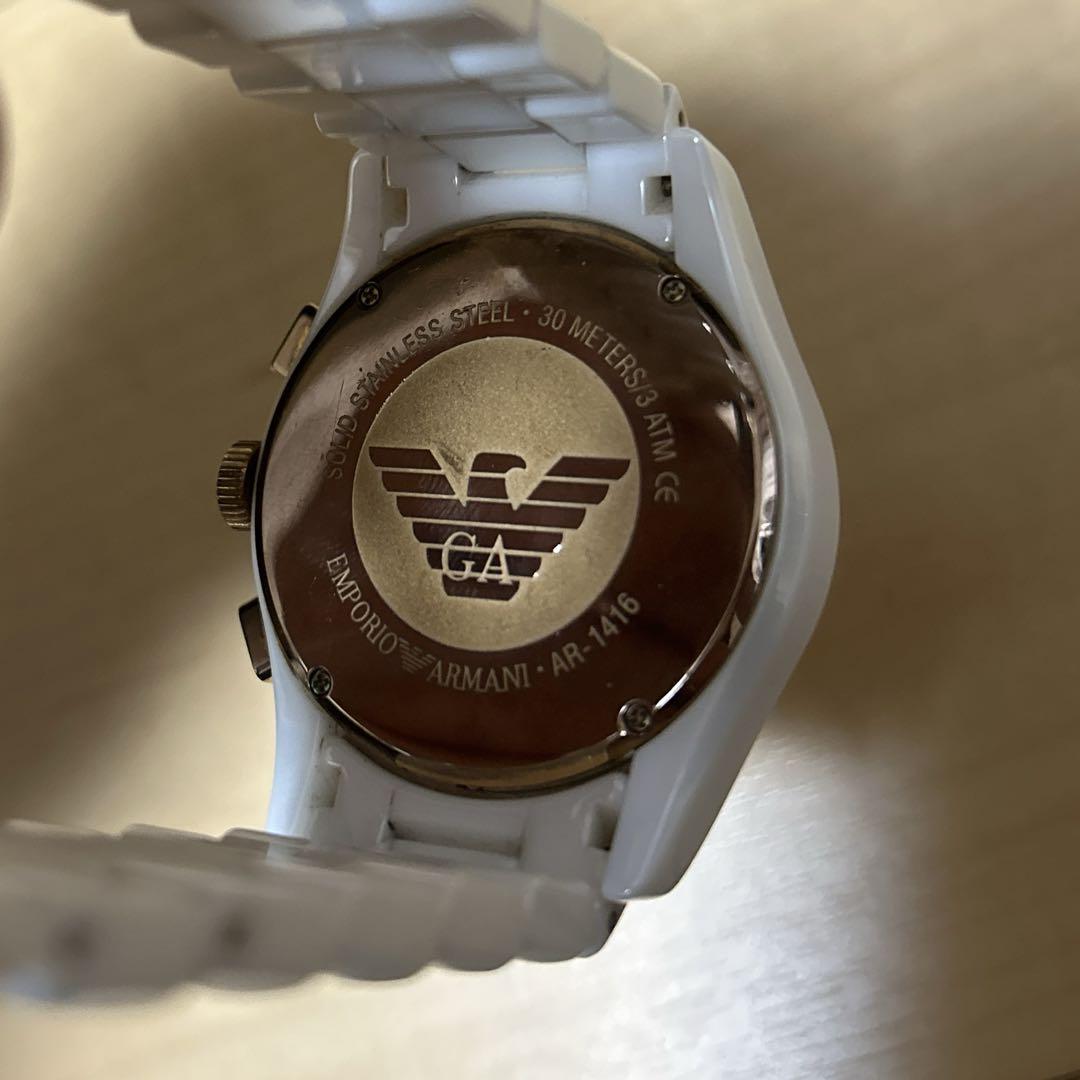 【Ky】Armani セラミック クロノグラフ 時計