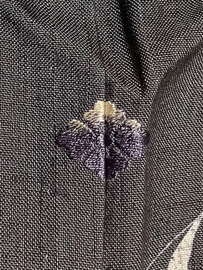 単衣 生紬 付下げ 訪問着 正絹 花菱紋 染分け 葉文 居敷当て イ5868