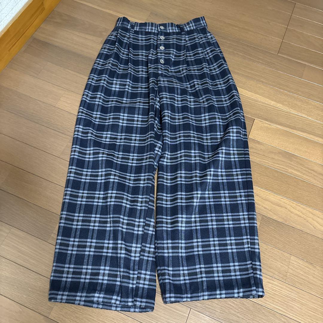 WISH FOR EVER ワイドタックボタンフライスラックス　ブラック WISH FOR EVER ワイドタックボタンフライスラックスブラック