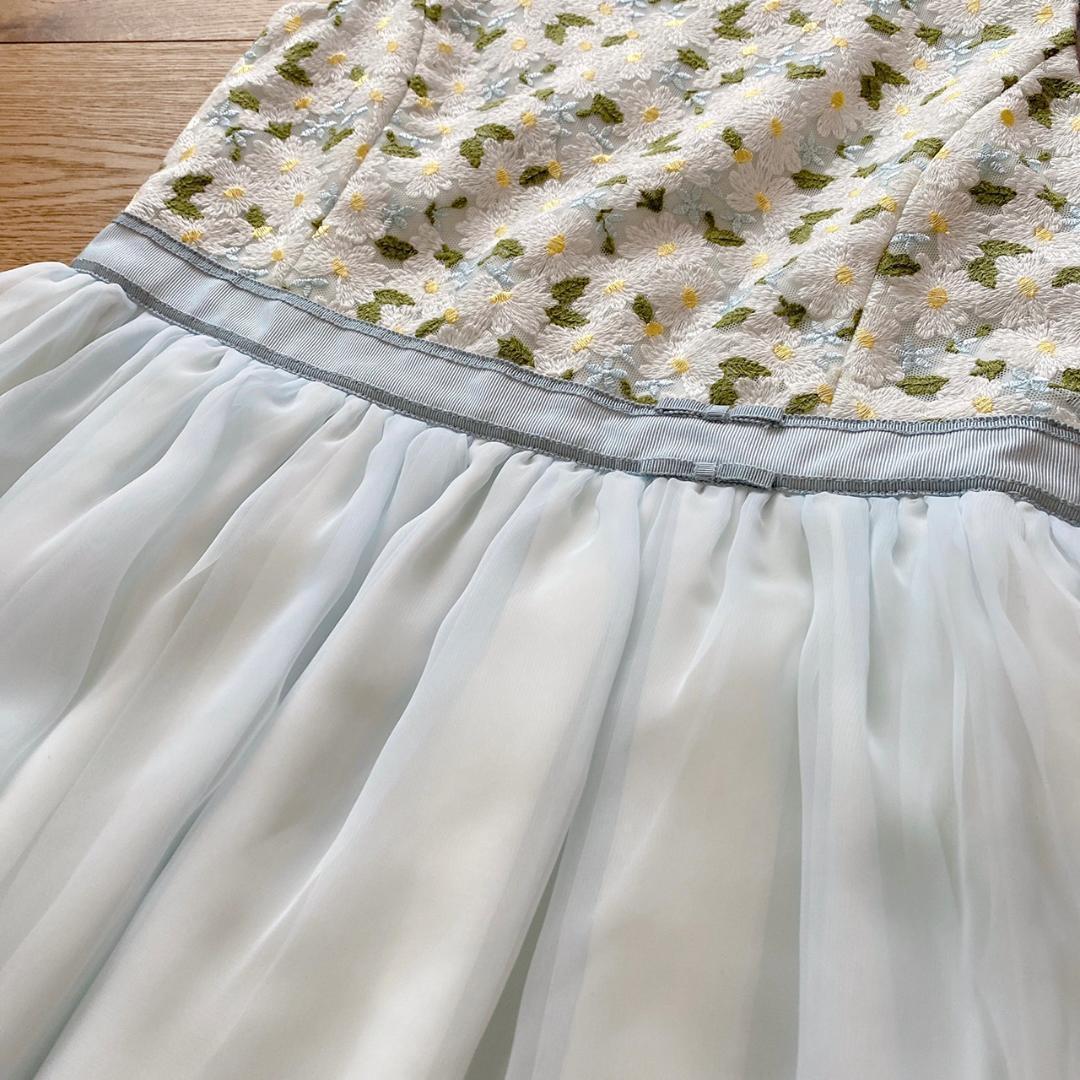 オリジナル 新品 組曲 ワンピース 刺繍 シフォン 花柄 水色 160 64 Fezpa M クミキョク オリジナル 新品 組曲 ワンピース 刺繍 シフォン 花柄 水色 160 64 Fezpa M クミキョク