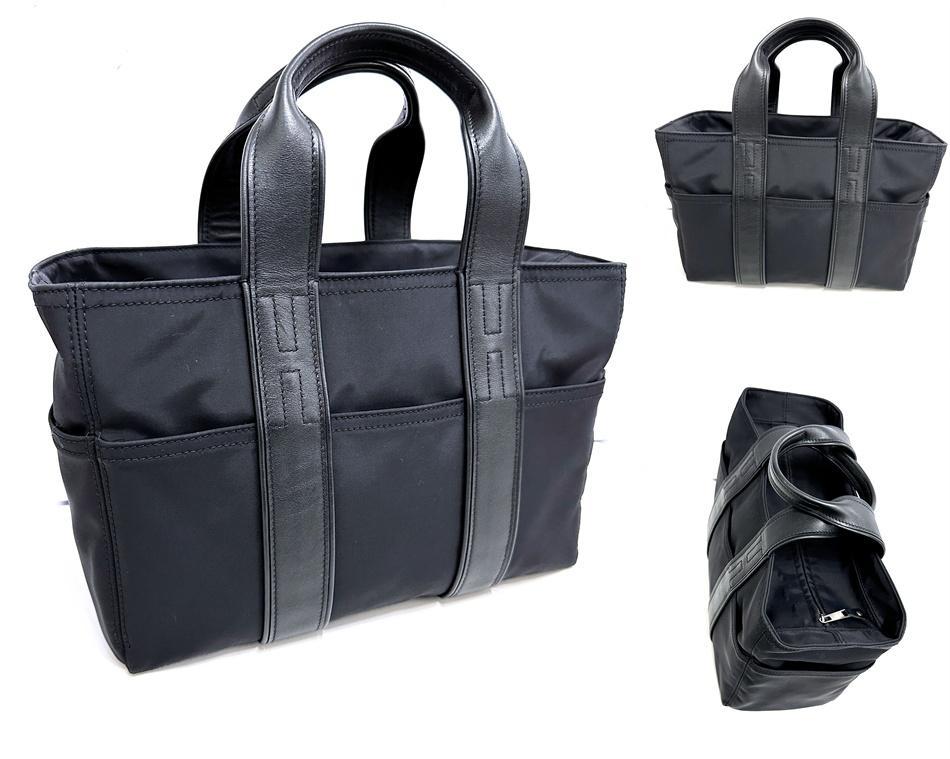 極美品　エルメス　アカプルコ PM 　ブラック　レザー　ナイロン　バッグ　トート