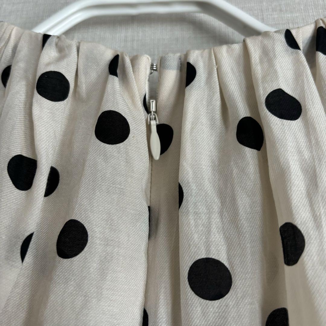コットンシルクドットプリント ネックギャザーブラウス Ballsey
