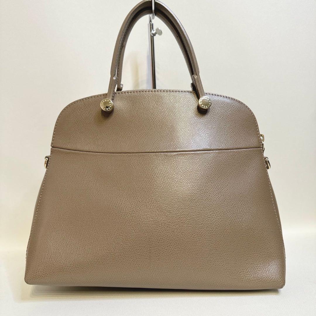 FURLA 2way パイパー ベージュ レザー ハンドバッグ ショルダー