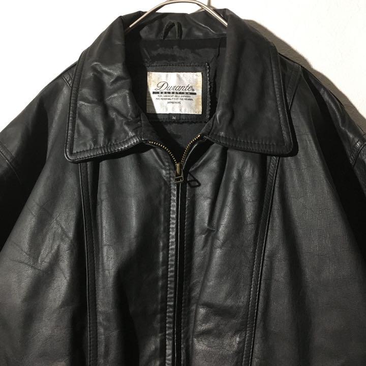 爆買い定番 個性派古着 メンズM ヴィンテージ 本革 0tZjf-m96746069805 黒レザージャケット 牛革ブルゾン 人気定番SALE