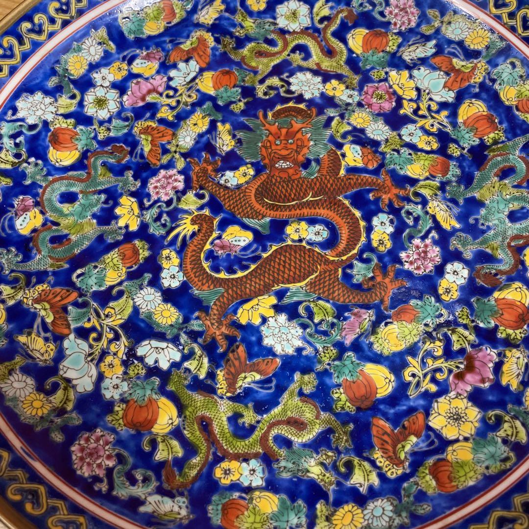 中国 大清乾隆年製 龍 花蝶文 粉彩 錦手 皿（Yahoo!オークション