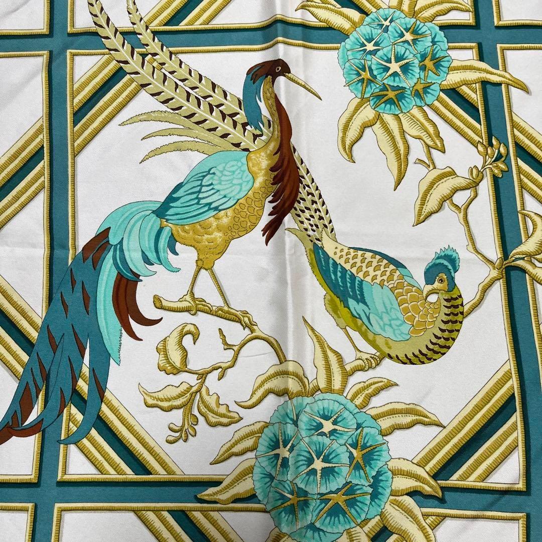 【美品】HERMES スカーフ カレ90 Caraibes カリブ鳥　ピンク HERMES エルメス スカーフ レディース ブランド カレ 90