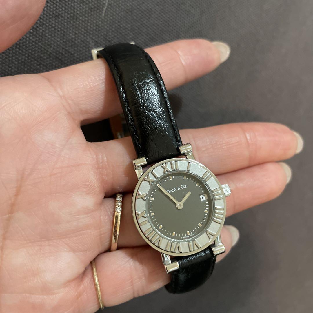 Tiffany & Co. レディース 時計 黒レザー
