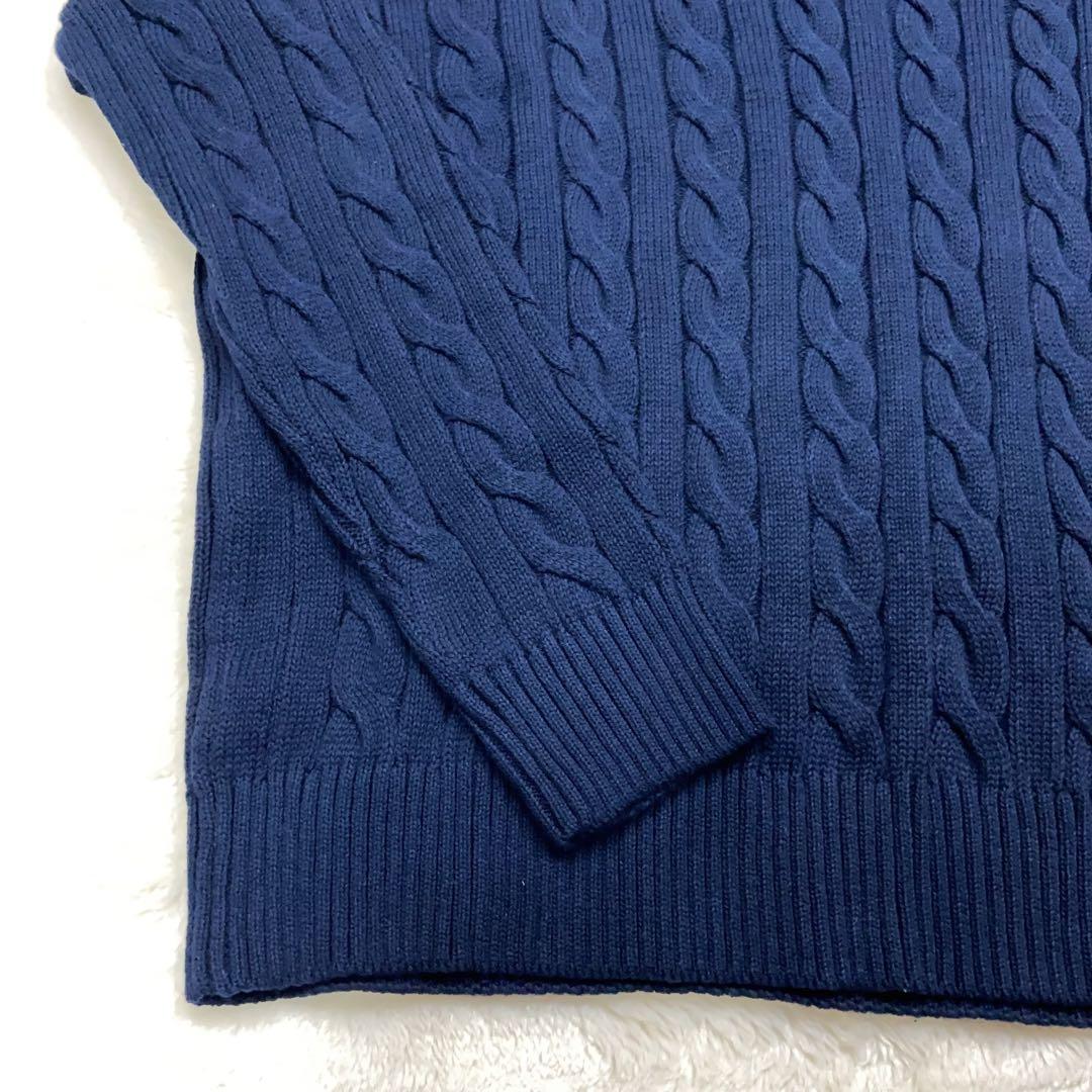 【正規品】Ralph Lauren ケーブルニット ハーフジップ ブルーL