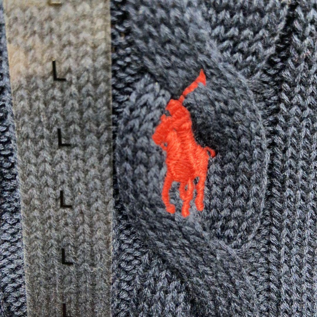 【正規品】Ralph Lauren ケーブルニット ハーフジップ ブルーL