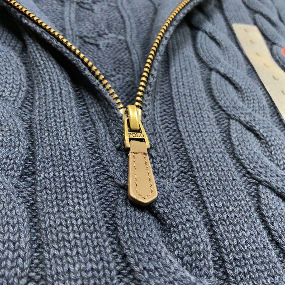 【正規品】Ralph Lauren ケーブルニット ハーフジップ ブルーL