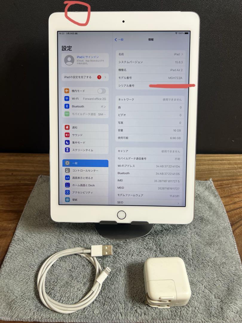 Apple iPad Air2/16GB/電池健康91%/HW209 Apple iPad Air2/16GB/電池健康91%/HW209 iPad本体