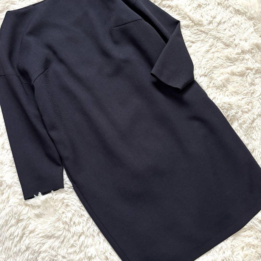 ☆極美品☆ ADORE ひざ丈ワンピース コクーン タック　ネイビー 38 M