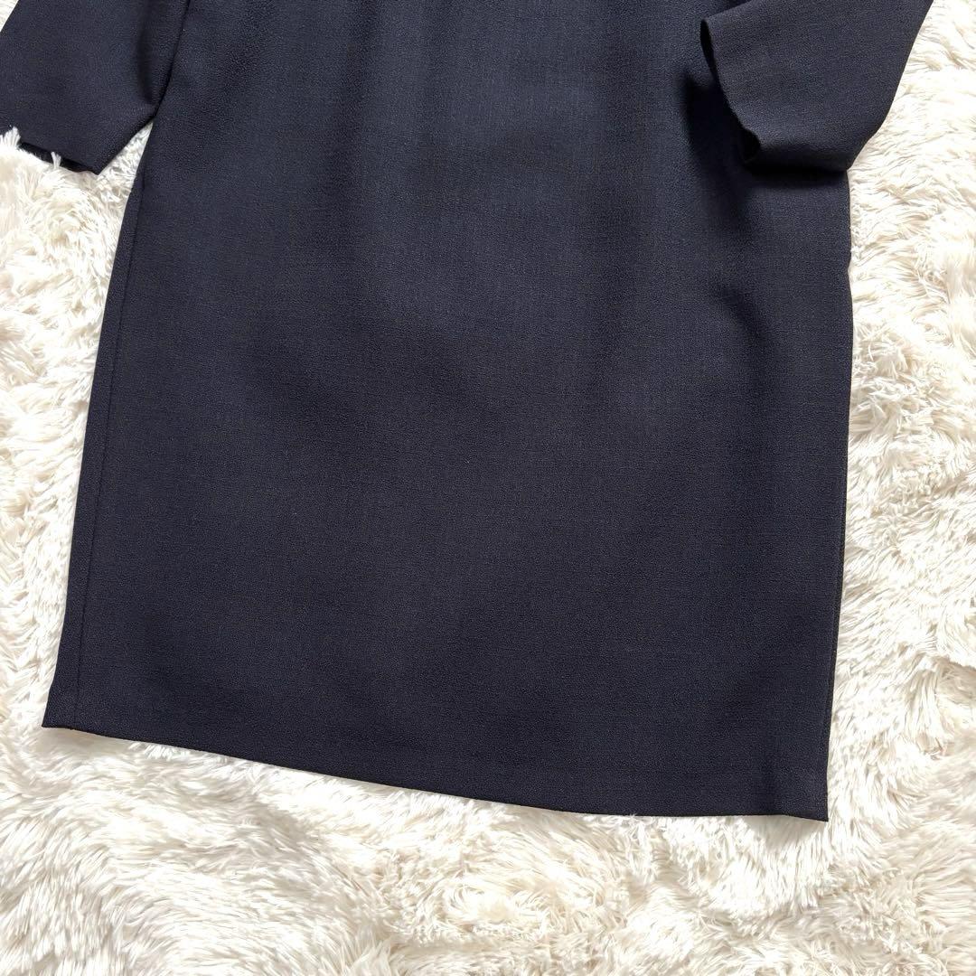 ☆極美品☆ ADORE ひざ丈ワンピース コクーン タック　ネイビー 38 M