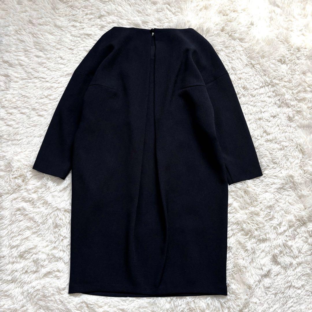 ☆極美品☆ ADORE ひざ丈ワンピース コクーン タック　ネイビー 38 M