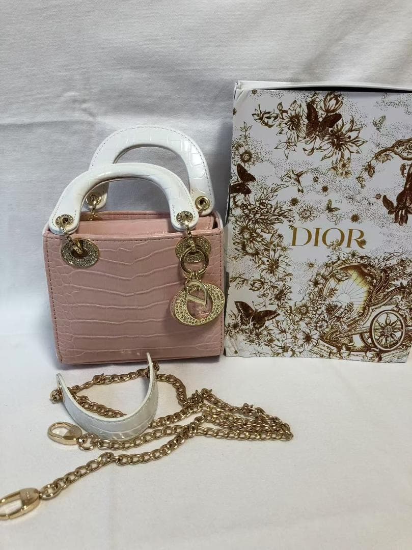 【美品】VintageDiorミニハンドバッグピンクホワイト