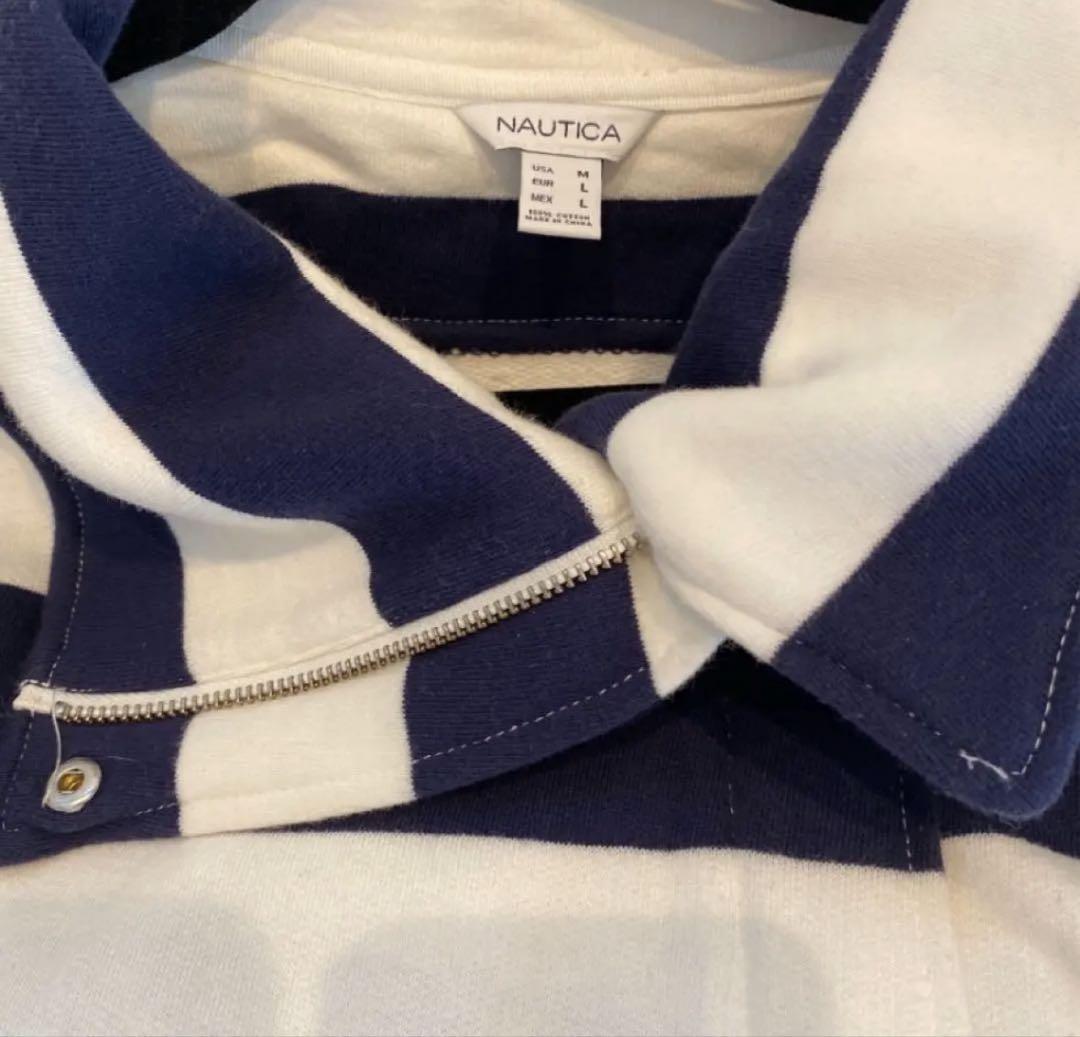 希少❣️NAUTICA ネイビーとホワイトストライプ ライダース 風