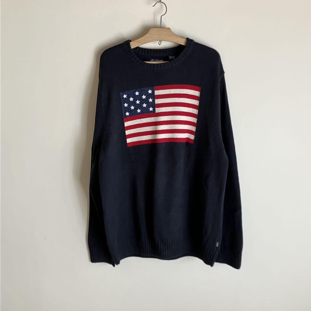 CHAPS RALPH LAUREN Polo ニット 星条旗 アメリカ XL