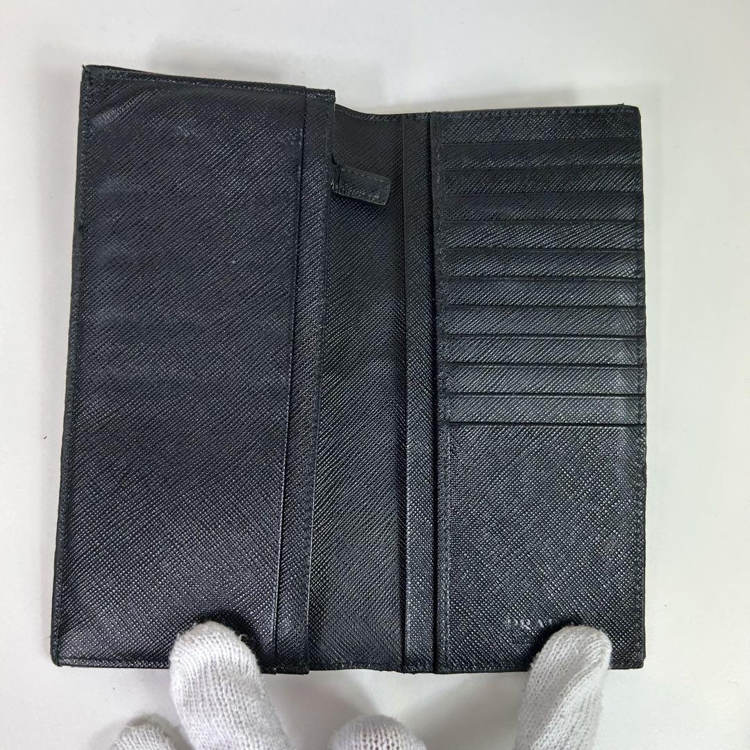 美品✨プラダ　二つ折り　長財布　サフィアーノレザー　メタル　ブラック