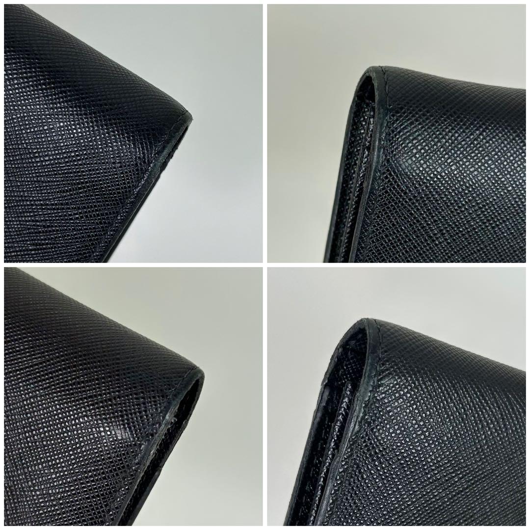 美品✨プラダ　二つ折り　長財布　サフィアーノレザー　メタル　ブラック