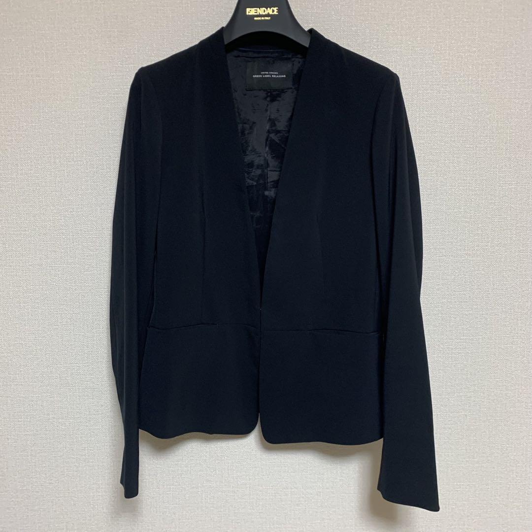 美品】グリーンレーベルリラクシング パンツスーツ ノーカラー
