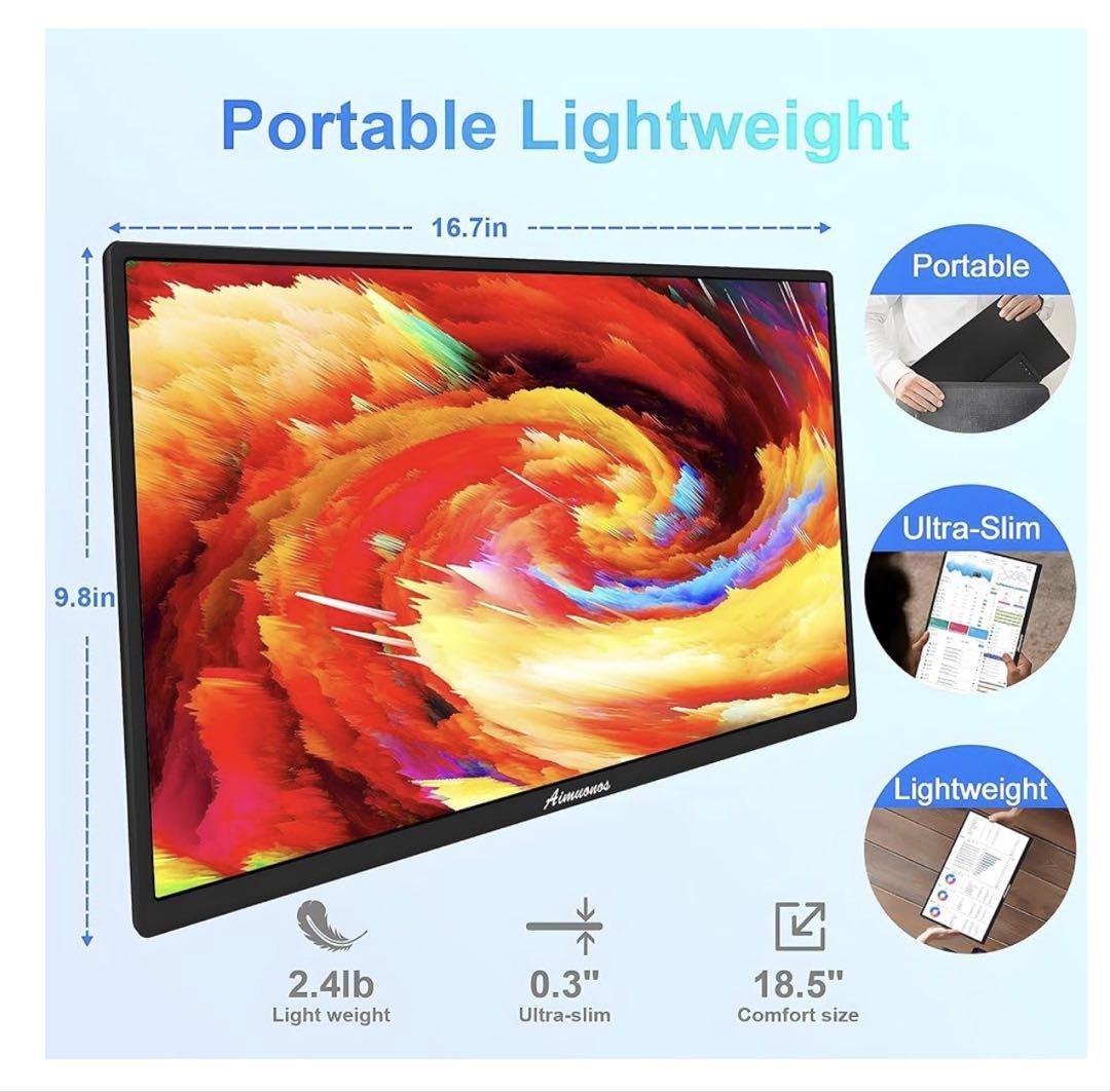 18.5インチ ノートパソコンポータブルモニター、1080P