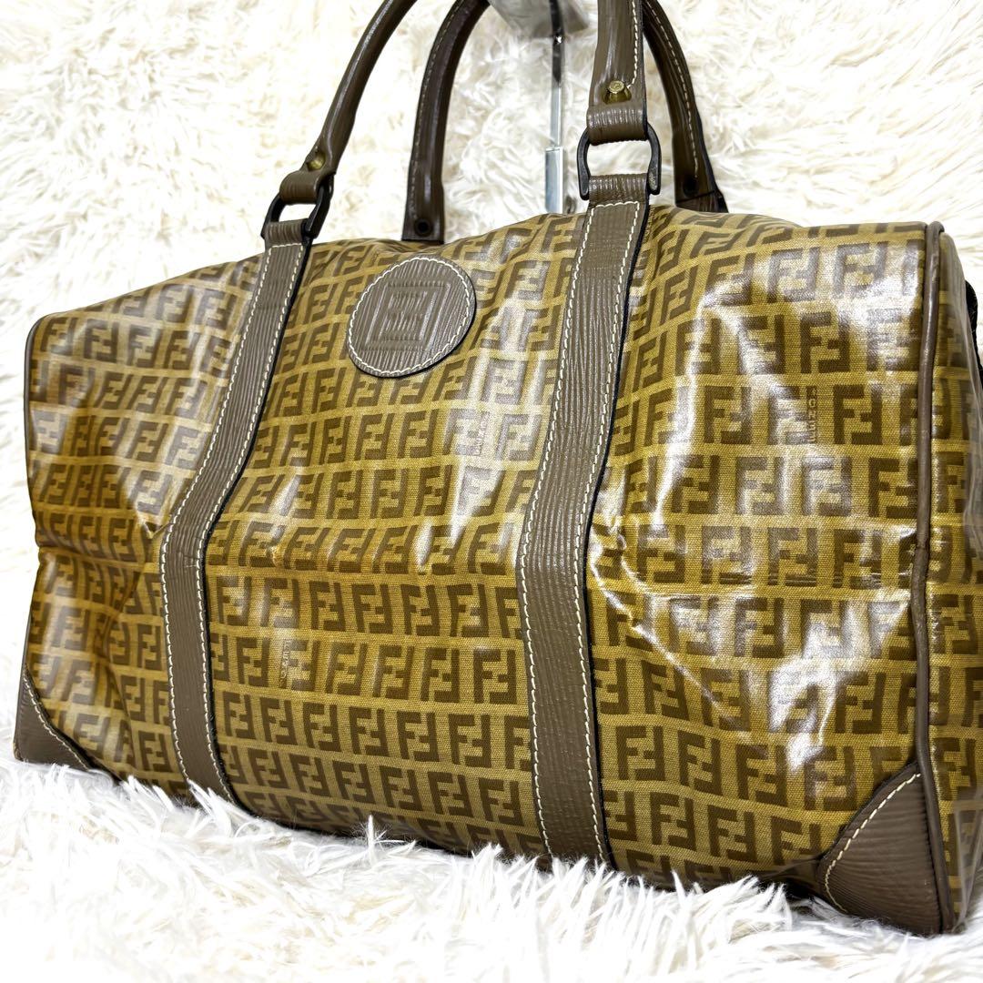 【美品】FENDI フェンディ　ボストンバッグ　ズッカPVC ズッキーノ　FF