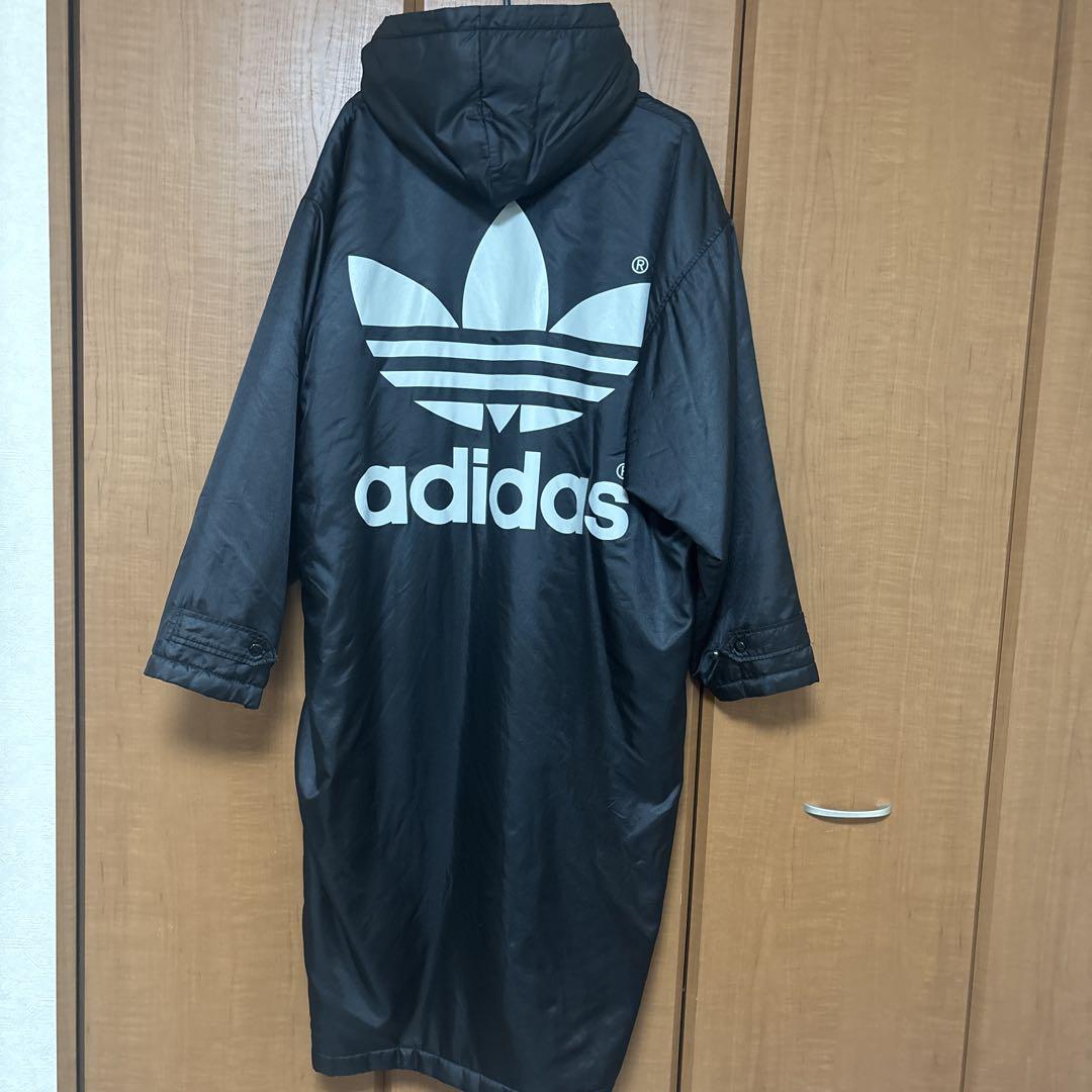 adidas ブラック ベンチコート　　L