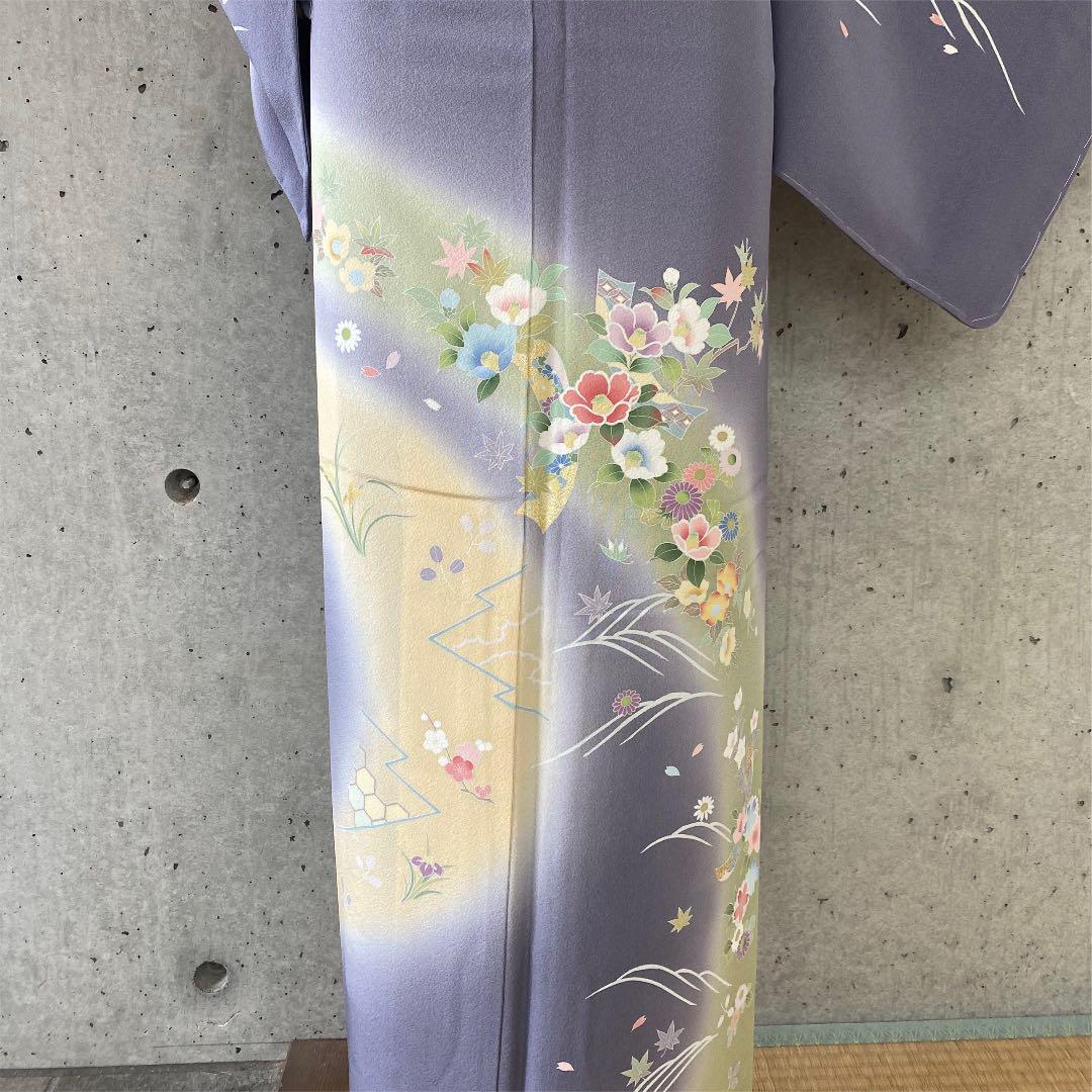 正絹 上質な訪問着 花柄に金箔 袷