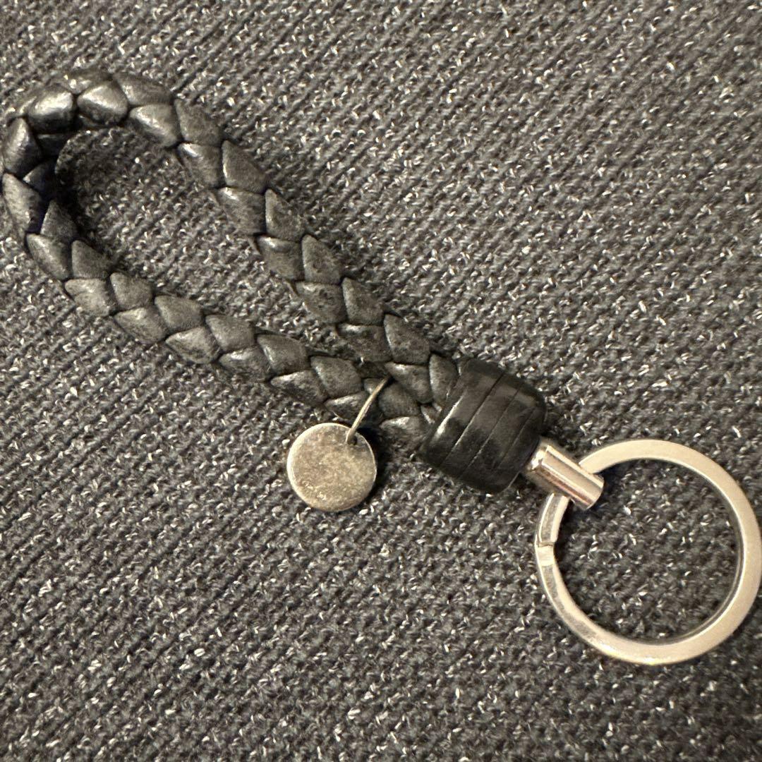 ボッテガヴェネタ　編み込みレザー　キーホルダー　ブラック