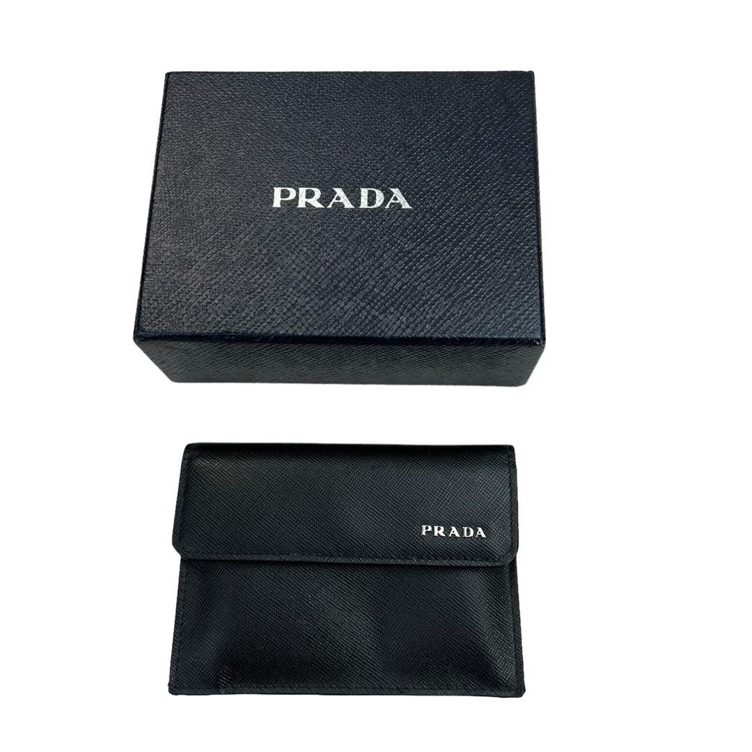 美品 PRADA プラダ カードケース ブラック イタリア製 サフィアーノレザー