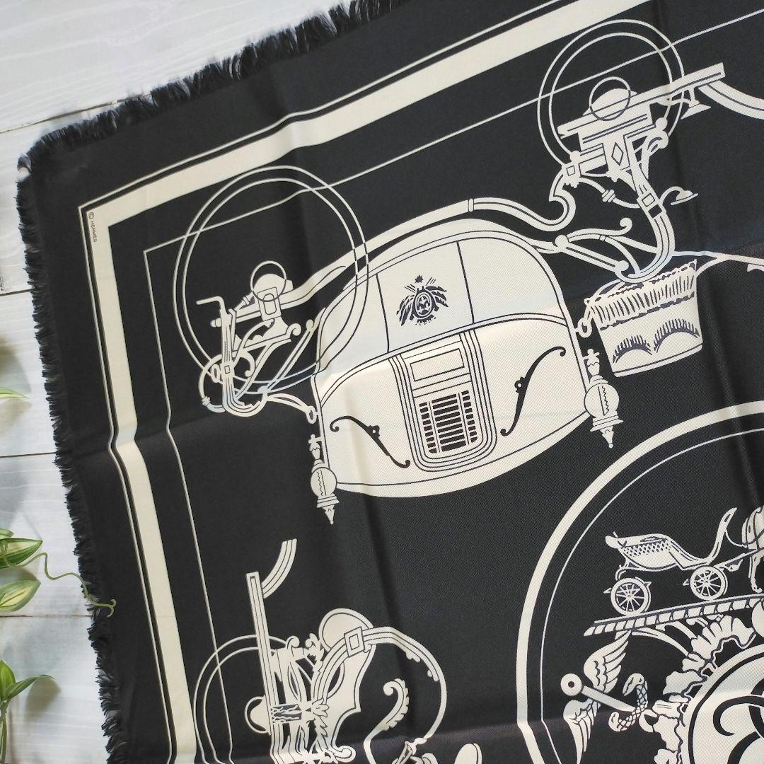 ☘️未使用に近い 保存箱☘️HERMES カレ 80 エクスリブリス フリンジ付