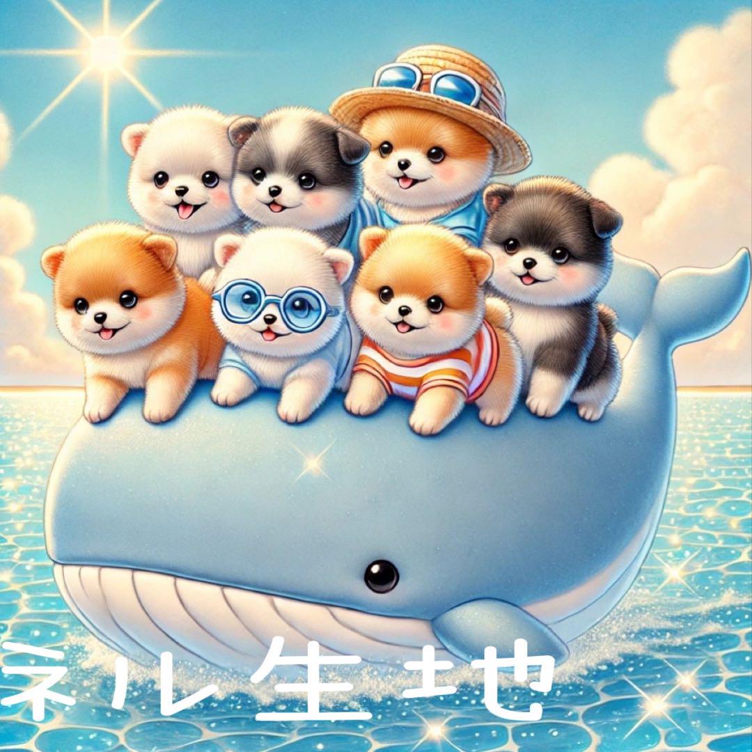 クジラとわんこのパネル生地