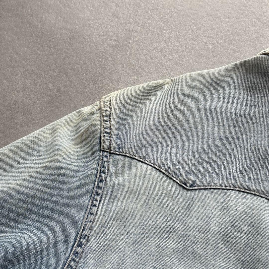 RRL【M】デニムウエスタンシャツ ヴィンテージ加工 メダリオンステッチ 長袖