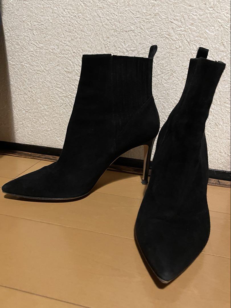 Giannico Rossi 黒 スエード ブーティ 高ヒール
