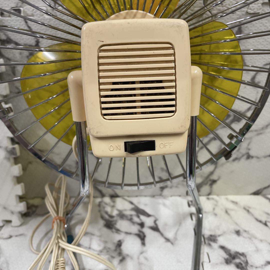 昭和レトロ 日栄電気 卓上扇風機 3枚羽 イエロー レトロPOP