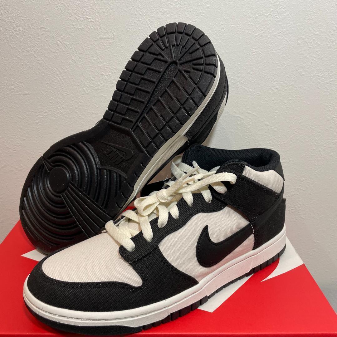 28cmNIKE DUNK MID Panda ホワイト黒DV0830-102