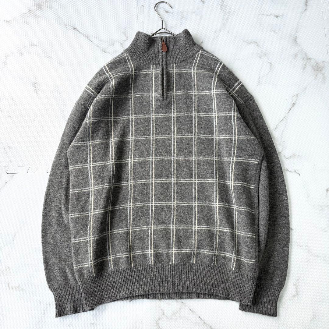 【VAN JAC】ヴァンヂャケット◆毛100% ハーフジップ セーター ニット(ネイビー)◆L